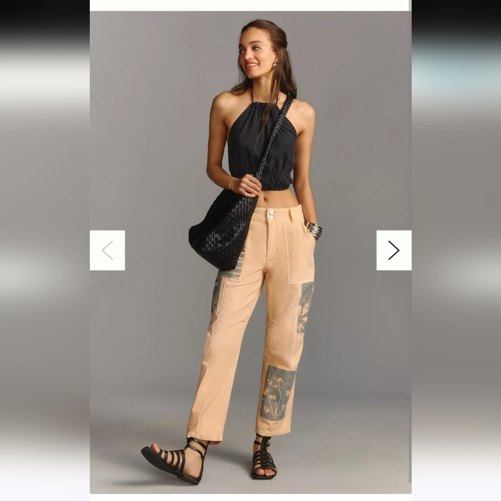 Pilcro The Wanderer Cargo Pants with Leaf Design
